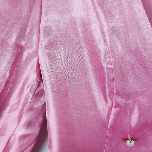 NWT MAJORELLE Newton Bubblegum Pink Metallic Pearl Button Coquette Top - Picture 9 of 13